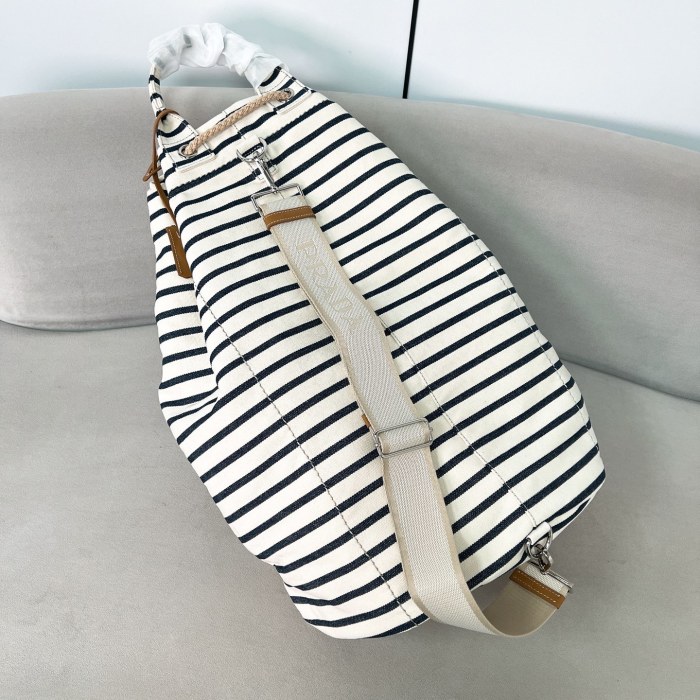Striped canvas drawstring duffel bag“55*34*34CM”-089=