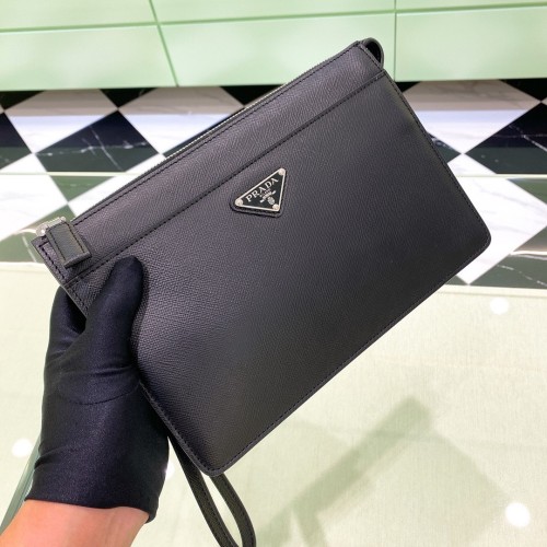 Black Saffiano Leather Pouch“25*17*4CM”-058=