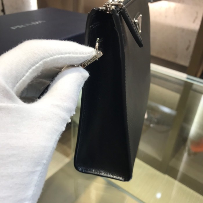Black Saffiano Leather Pouch“24*16.5*6.5CM”-057=
