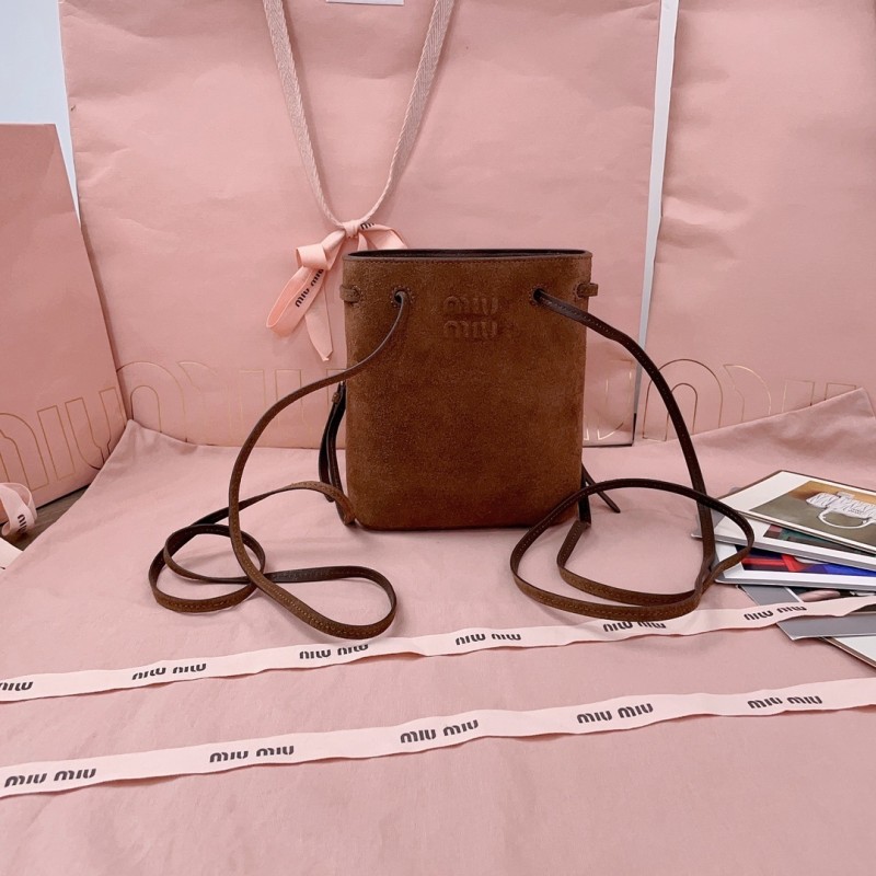 Suede Leather Mini Bucket Bag“17*14*6CM”-065=