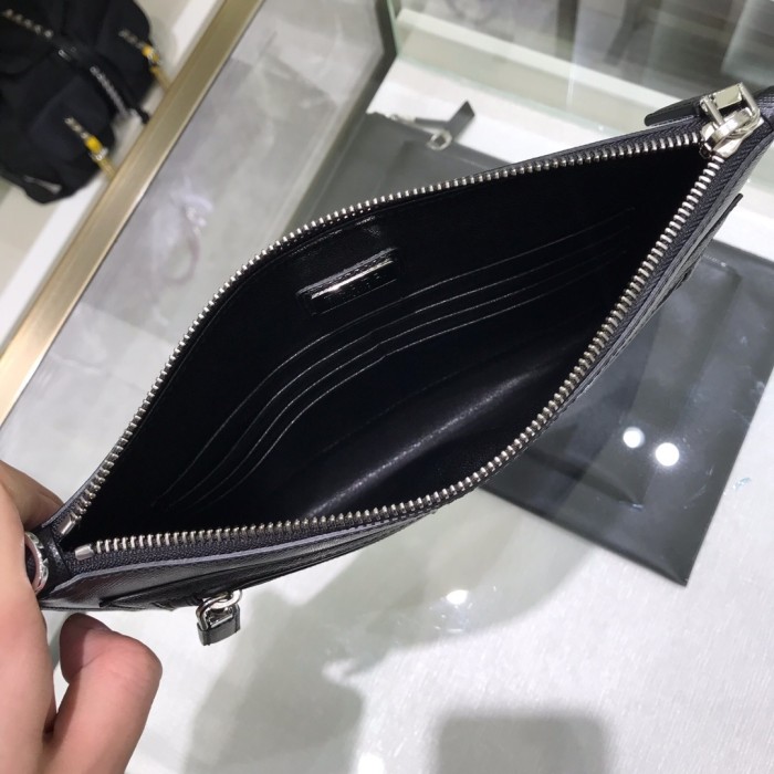 Black Saffiano Leather Pouch“28*18CM”-006=
