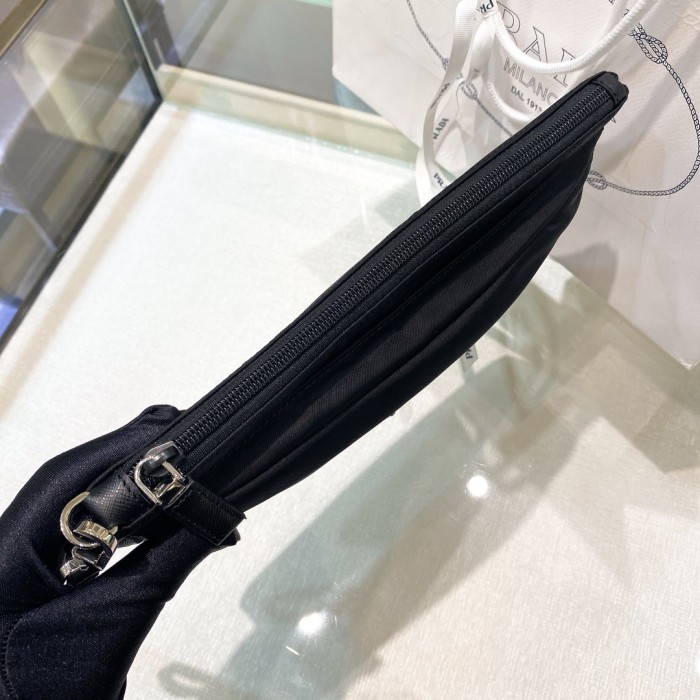 Re-Nylon and Saffiano leather pouch“28*18CM”-005
