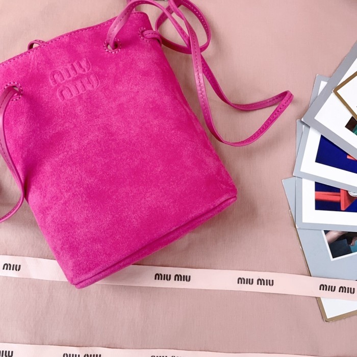 Suede Leather Mini Bucket Bag“17*14*6CM”-065=