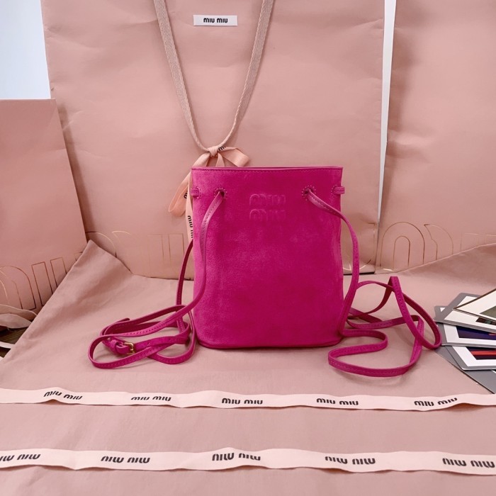 Suede Leather Mini Bucket Bag“17*14*6CM”-065=