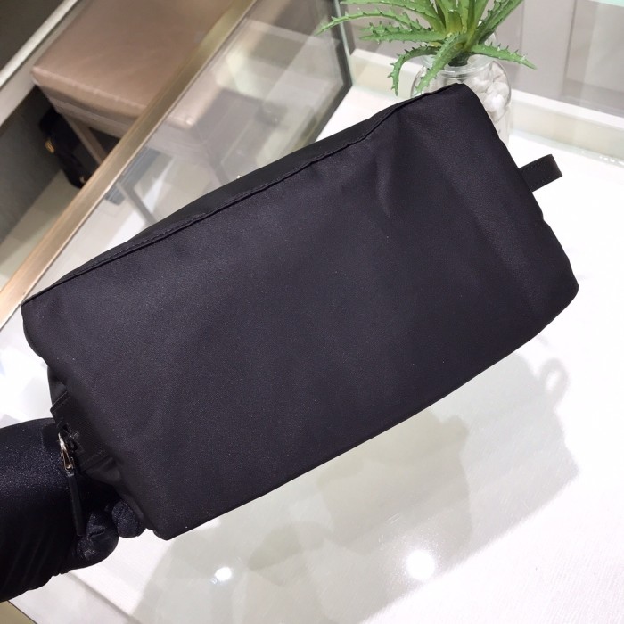 Re-Nylon and Saffiano Leather Travel Pouch“23*13*10CM”-054=