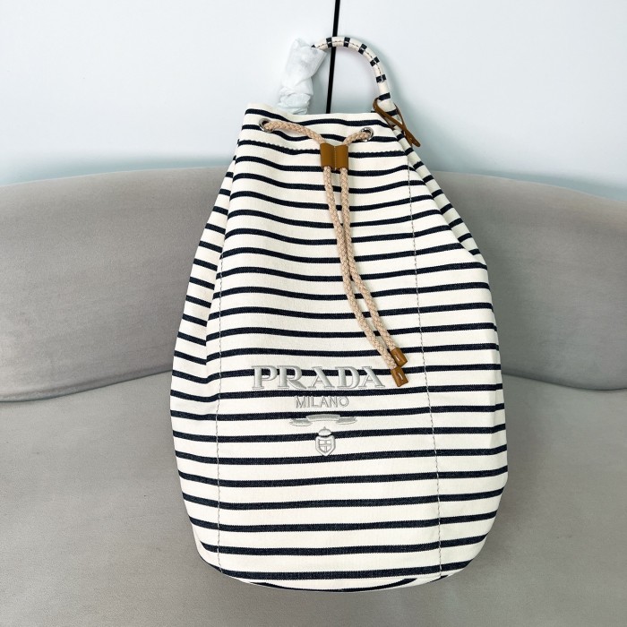 Striped canvas drawstring duffel bag“55*34*34CM”-089=
