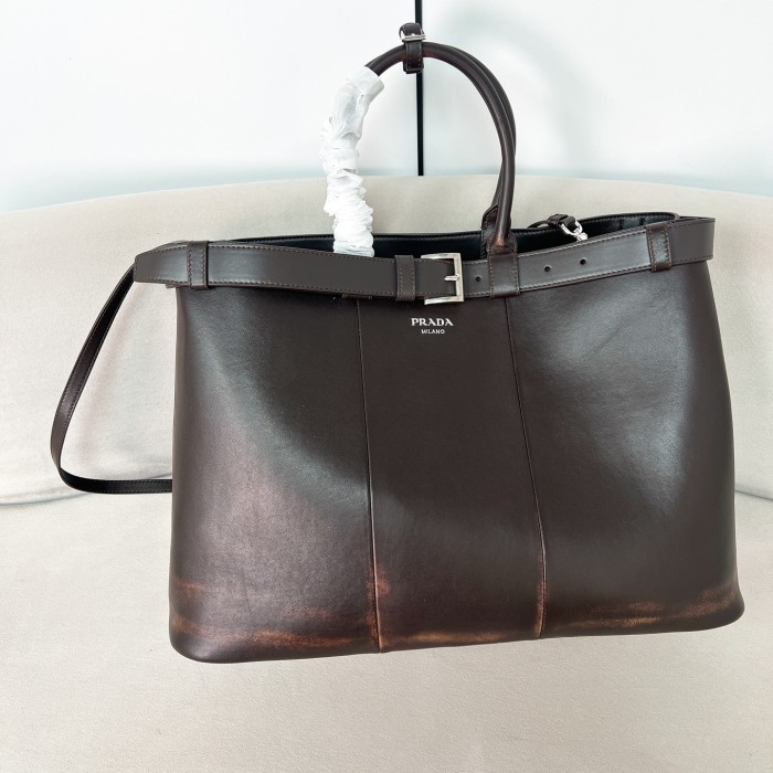 Buckle Leather Handbag With Double Belt“48*34*18CM”-0871=