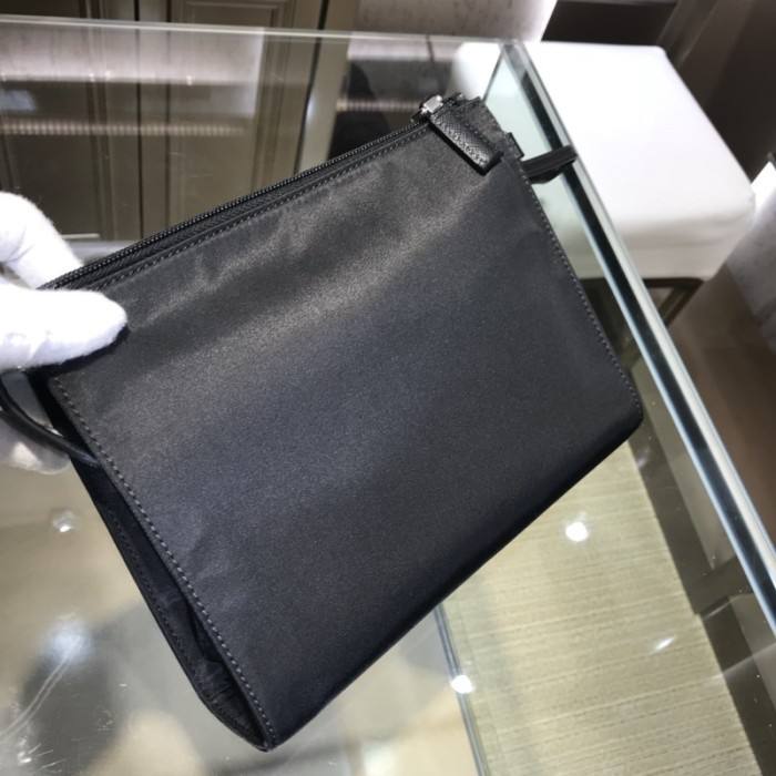 Re-Nylon and Saffiano leather pouch“23*16*7CM”-005=