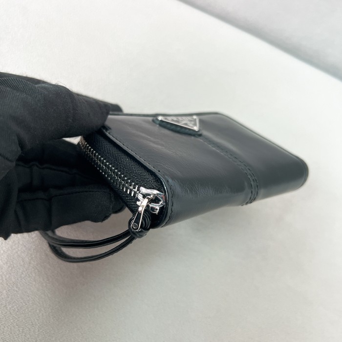 Black Leather Coin Purse“11*7.5CM”-082=