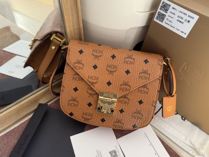 Cognac Visetos Coated Canvas and Leather Patricia Crossbody Ba“21*19*8CM”-062=
