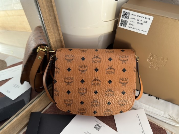 Cognac Visetos Coated Canvas and Leather Patricia Crossbody Ba“21*19*8CM”-062=