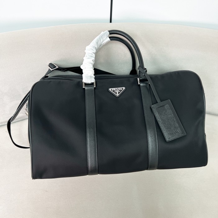 Re-Nylon and Saffiano leather duffel bag“45*27*23CM”-0061=