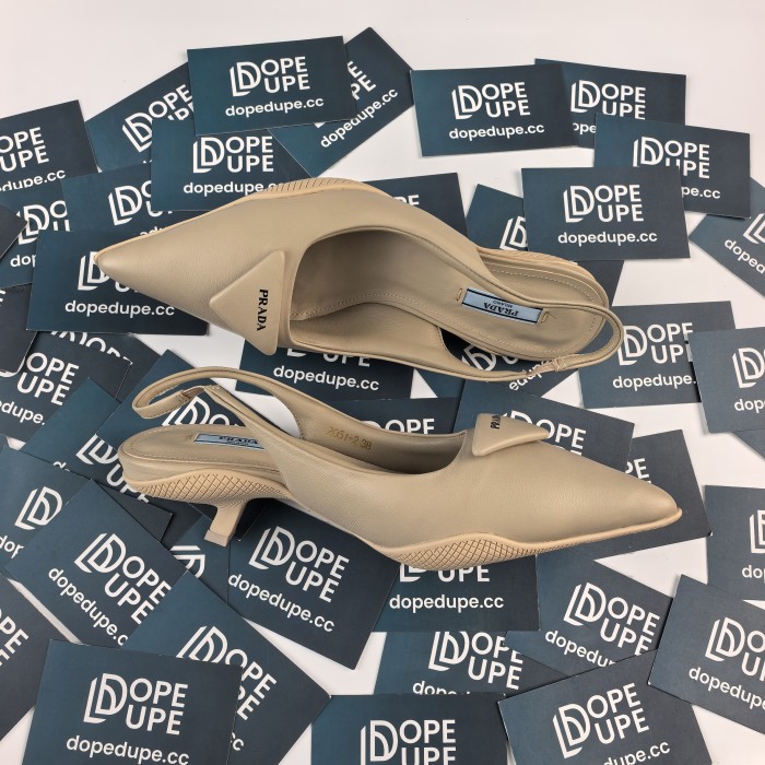 Leather Slingback Pumps with Triangle Logo(Female)36-41