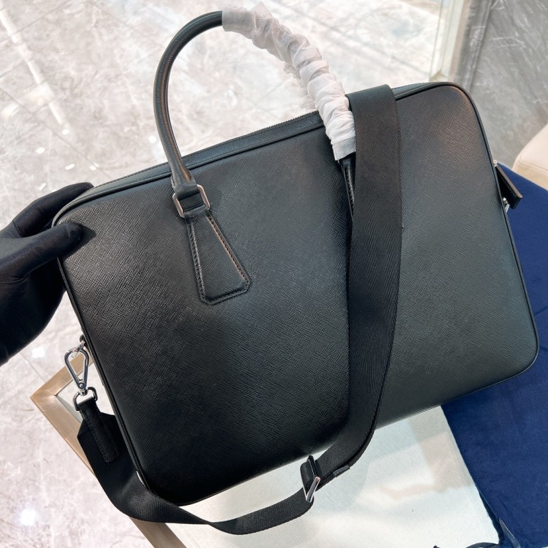 Re-Nylon And Saffiano Leather Briefcase“38*28*6.5CM”-0081=