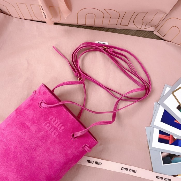 Suede Leather Mini Bucket Bag“17*14*6CM”-065=