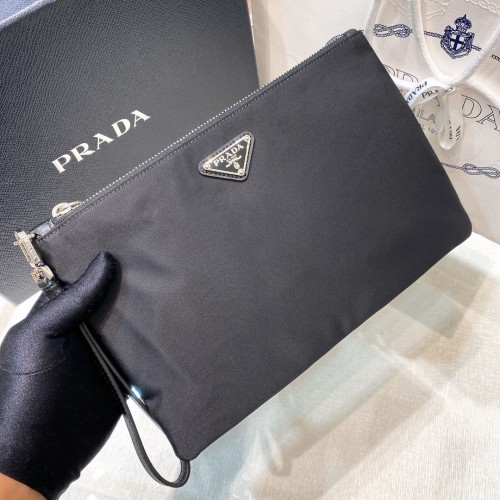 Re-Nylon and Saffiano leather pouch“28*18CM”-005=