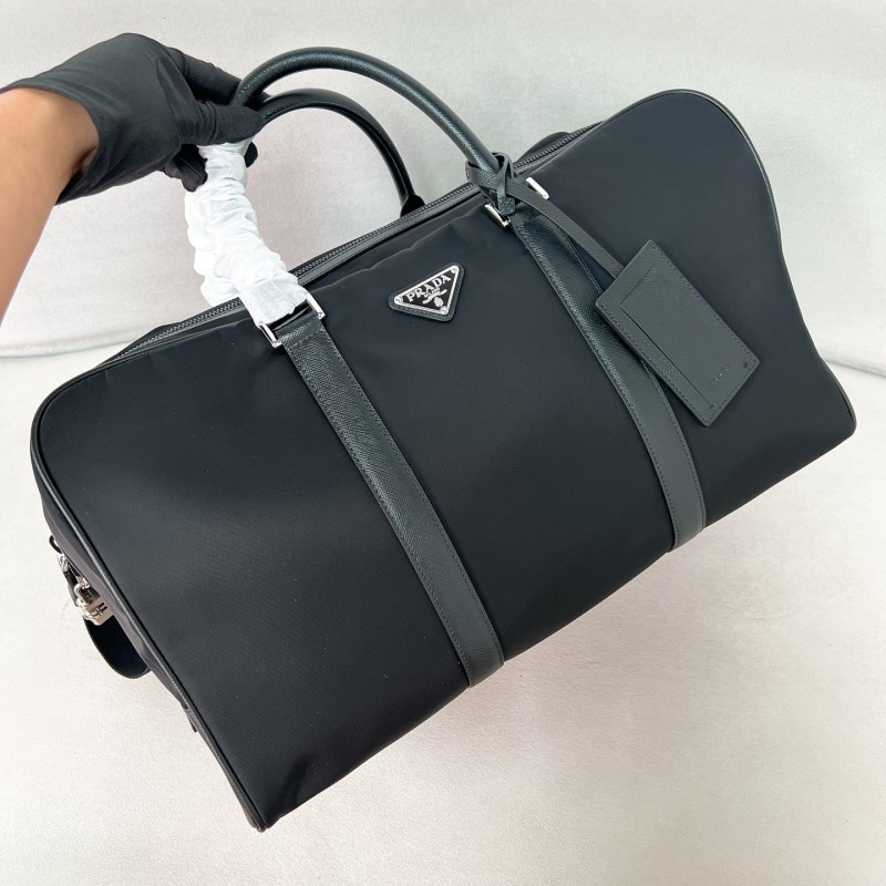 Re-Nylon and Saffiano leather duffel bag“45*27*23CM”-0061=