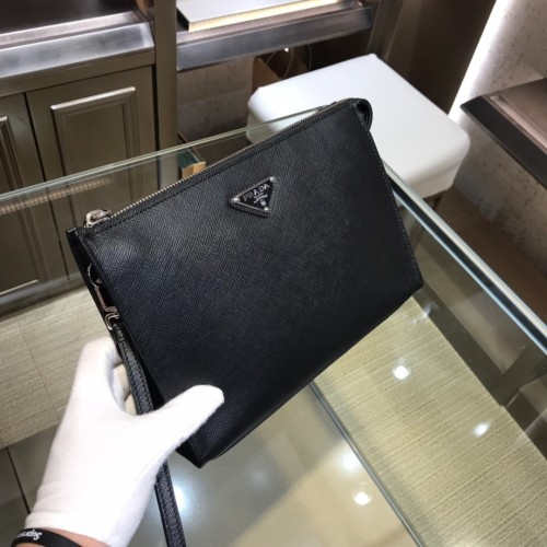 Black Saffiano Leather Pouch“24*16.5*6.5CM”-057=
