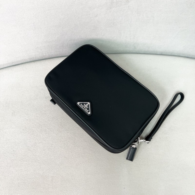 Re-Nylon and Saffiano leather pouch“24*16*7CM”-005=