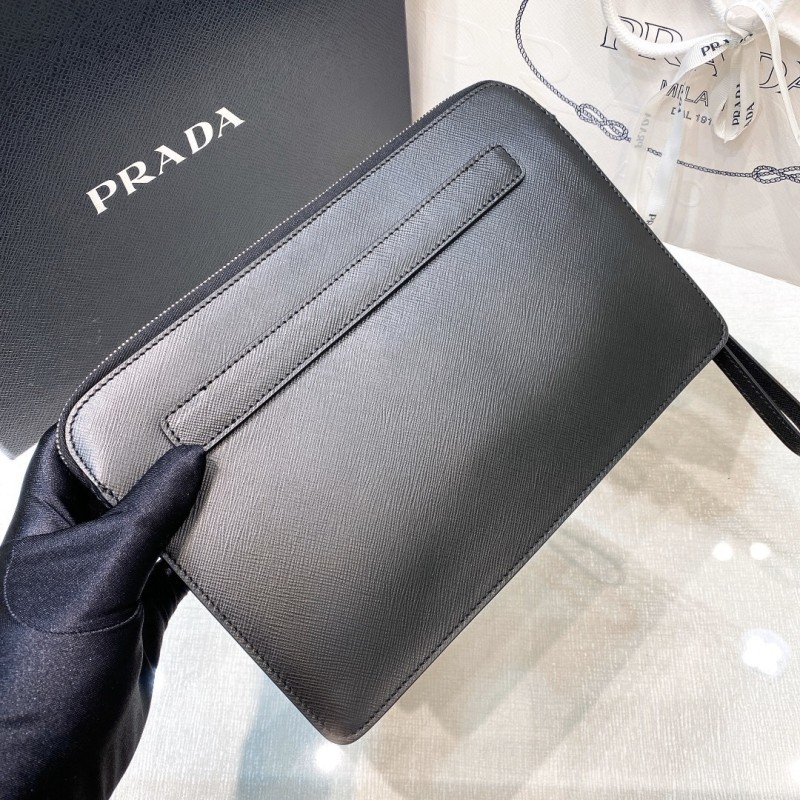 Black Saffiano Leather Pouch“26.5*17*5CM”-058=