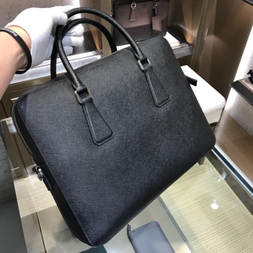 Re-Nylon And Saffiano Leather Briefcase“36*28*6CM”-0061=