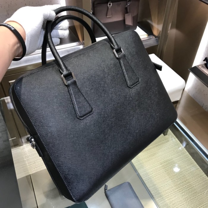 Re-Nylon And Saffiano Leather Briefcase“36*28*6CM”-0061=