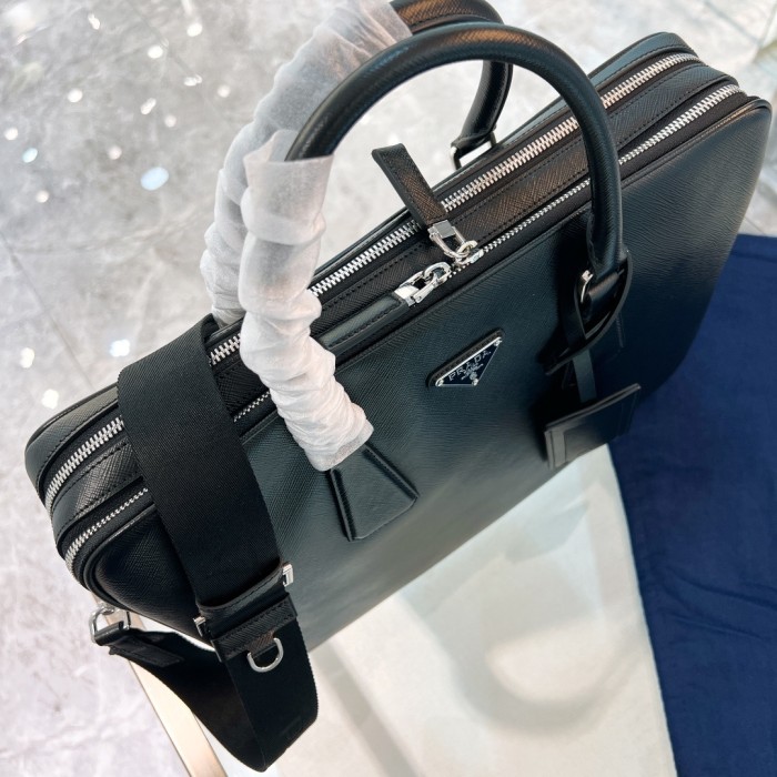 Re-Nylon And Saffiano Leather Briefcase“38*28*6.5CM”-0081=