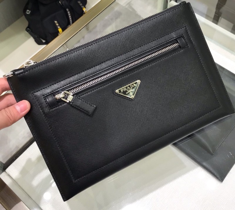 Black Saffiano Leather Pouch“28*18CM”-006=