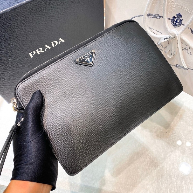 Black Saffiano Leather Pouch“26.5*17*5CM”-058=