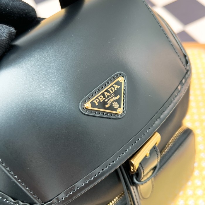 Re-Nylon And Brushed Leather Backpack“25*20.5*11.5CM”-088=
