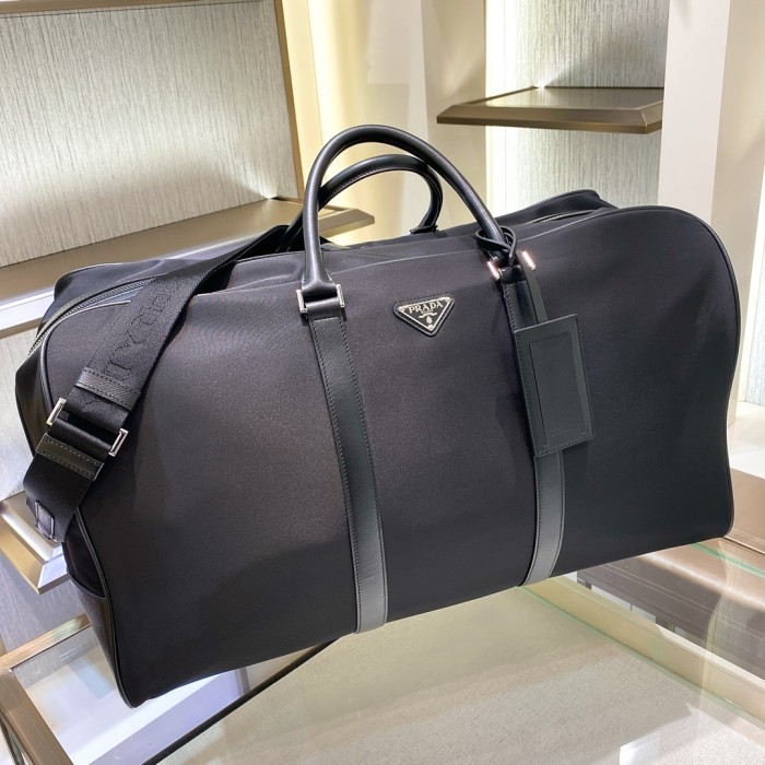 Re-Nylon And Saffiano Leather Duffel Bag“55*33*27CM”-0081=