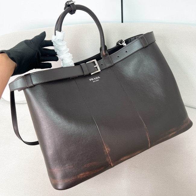 Buckle Leather Handbag With Double Belt“48*34*18CM”-0871=