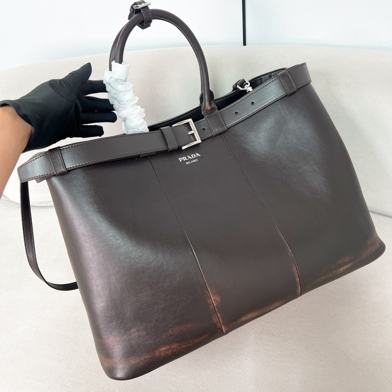 Buckle Leather Handbag With Double Belt“48*34*18CM”-0871=