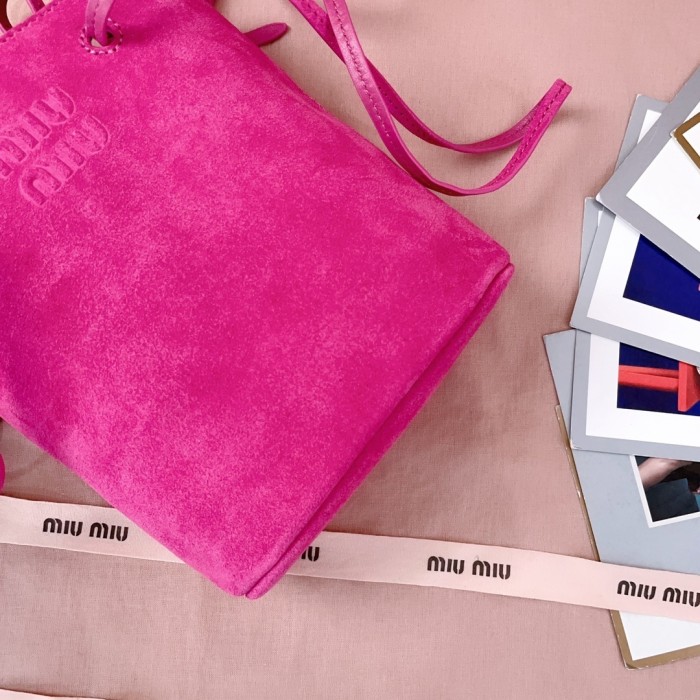 Suede Leather Mini Bucket Bag“17*14*6CM”-065=