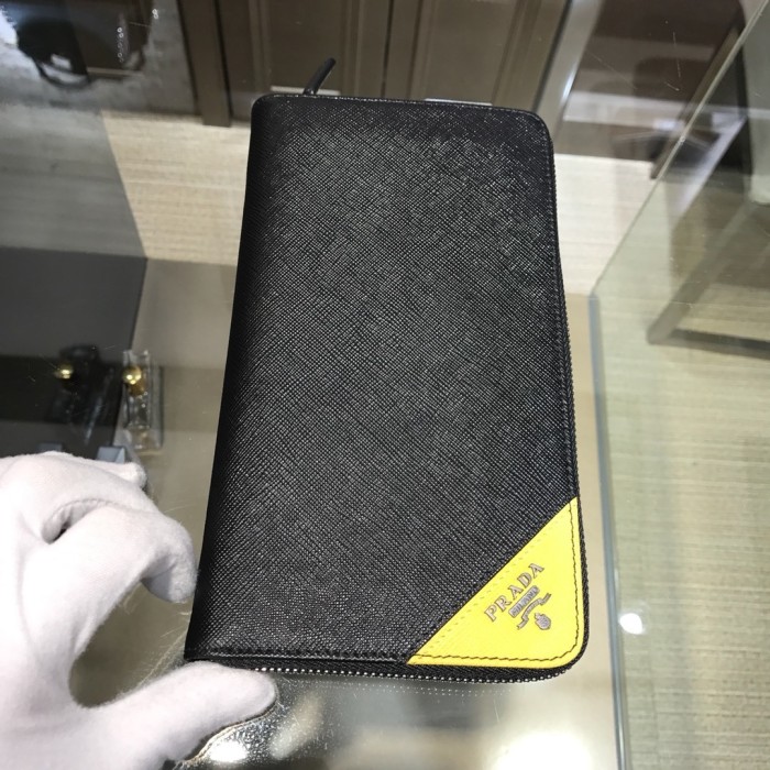 Saffiano Stripe Leather Wallet“21*11CM”-055=