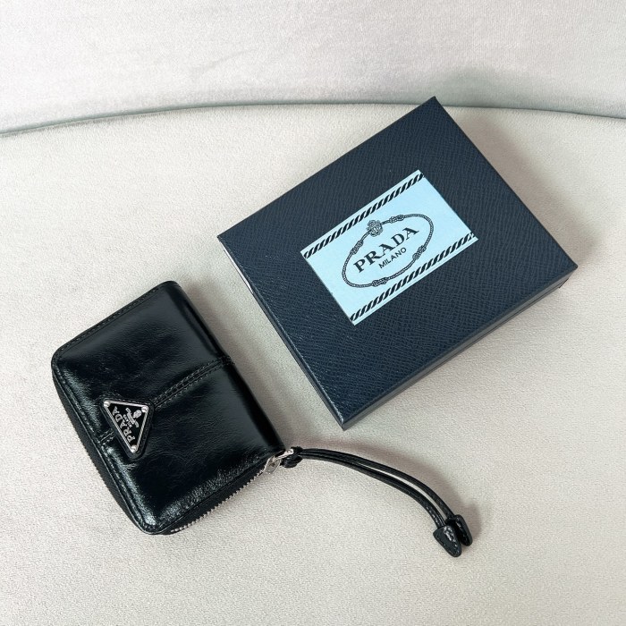 Black Leather Coin Purse“11*7.5CM”-082=