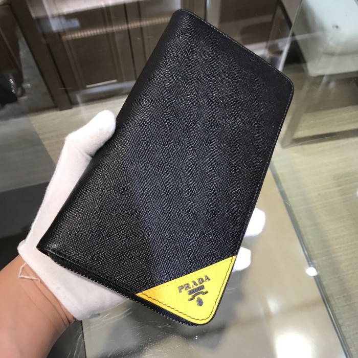 Saffiano Stripe Leather Wallet“21*11CM”-055=