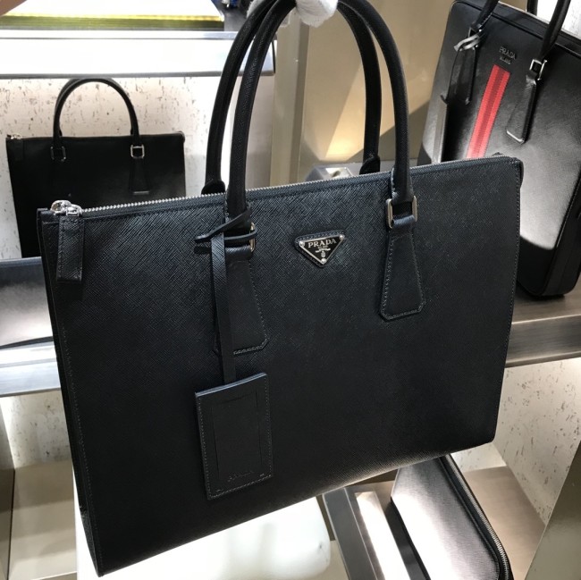 Re-Nylon And Saffiano Leather Briefcase“38*28*8CM”-0051=