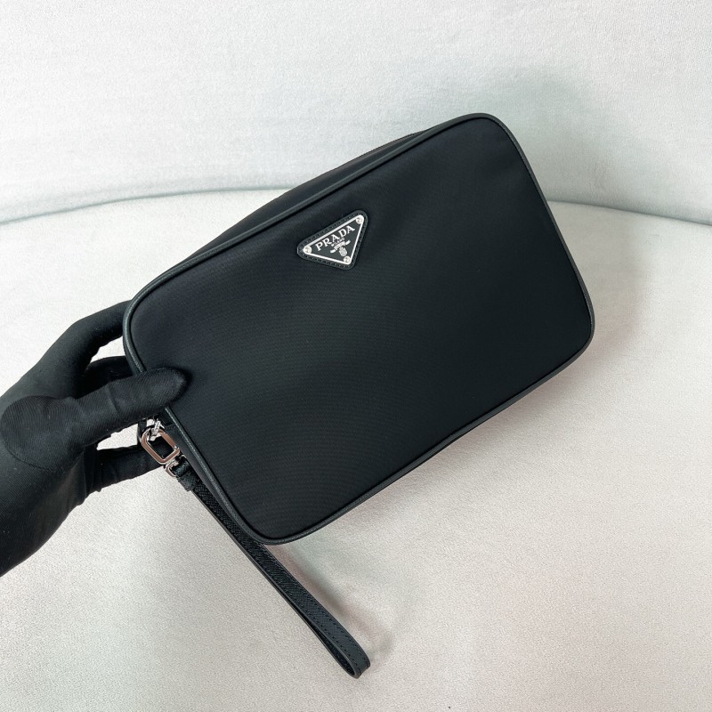 Re-Nylon and Saffiano leather pouch“24*16*7CM”-005=