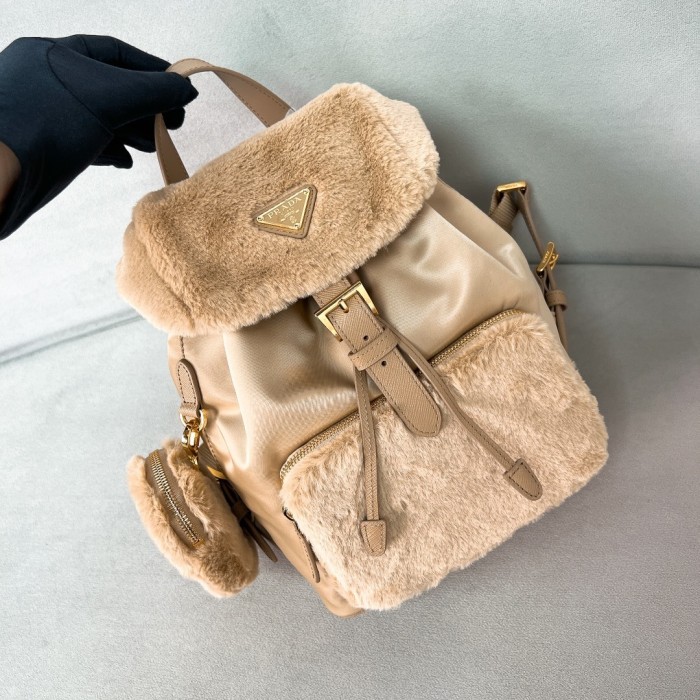 Deserto Re-Nylon And Shearling Backpack“25*20.5*11.5CM”-089=