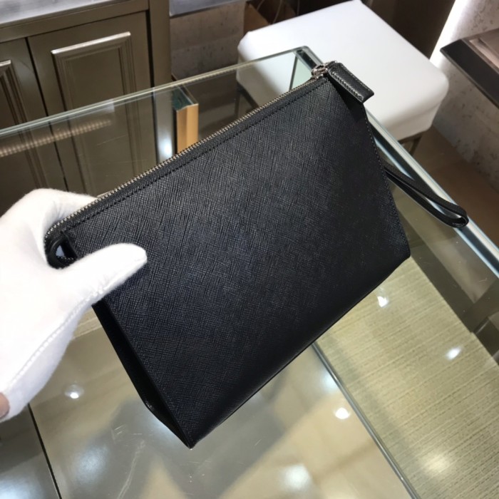Black Saffiano Leather Pouch“24*16.5*6.5CM”-057=