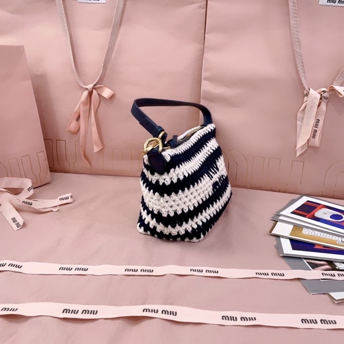 Colour-Block Crochet Mini Bag“25.5*19*14CM”-028=
