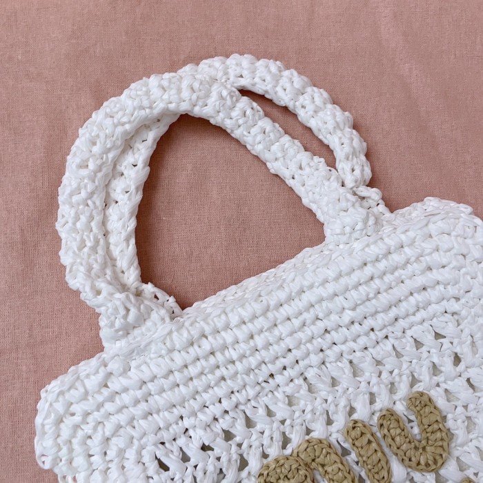 IVY Raffia-Effect Crochet Fabric Tote Bag“22.5*22*7.5CM”-008=