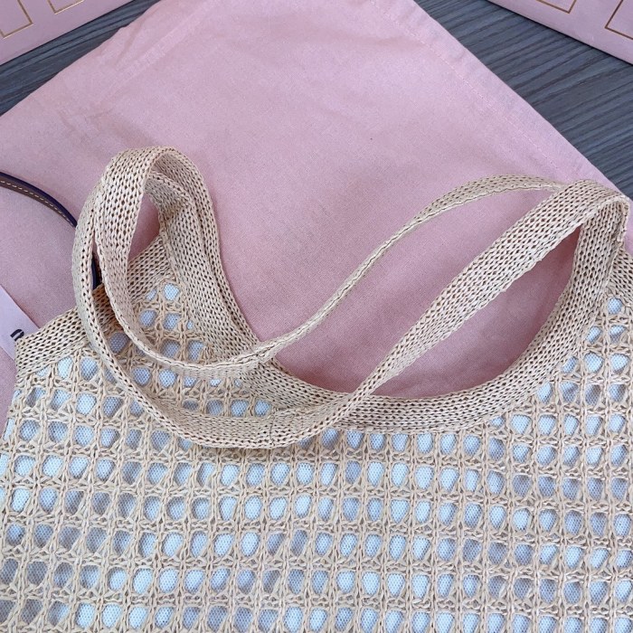 lVY Raffia-Effect And Linen Bag“40*35CM”-076=