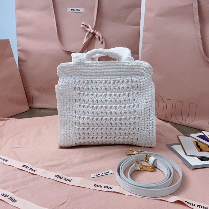IVY Raffia-Effect Crochet Fabric Tote Bag“22.5*22*7.5CM”-008=