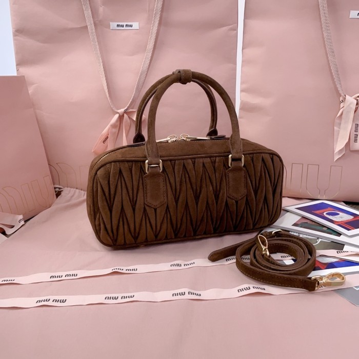 Arcadie Matelassé Suede Bag“27*12*9CM”-0501=