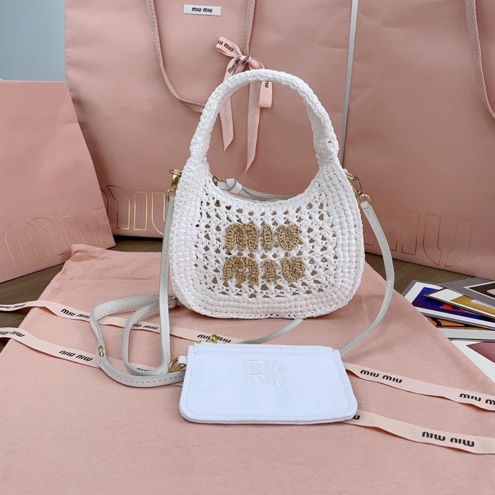 Woven Fabric Handbag With Leather Trim“24*18*9CM”-058=