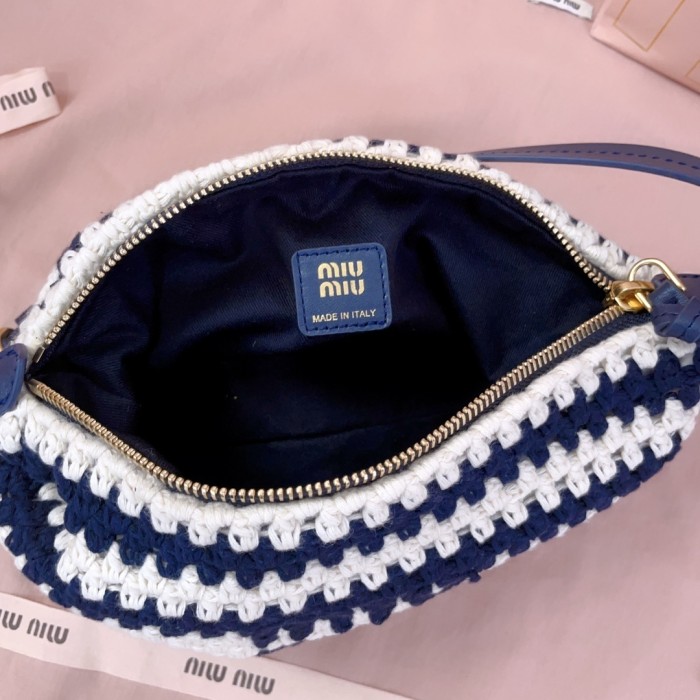 Colour-Block Crochet Mini Bag“25.5*19*14CM”-028=