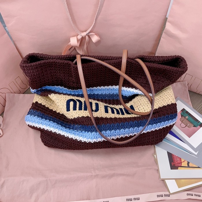 Raffia-Effect Woven Tote Bag“21*14*12CM”-088=