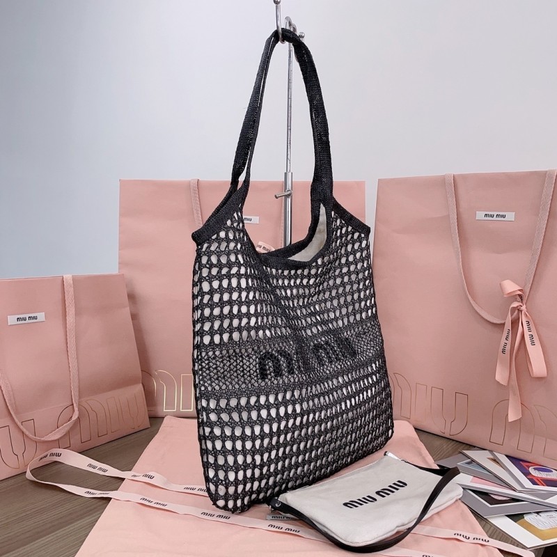 lVY Raffia-Effect And Linen Bag“40*35CM”-076=